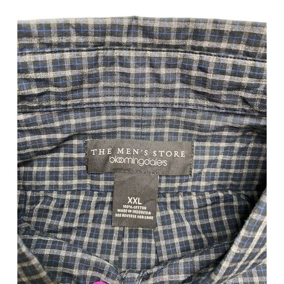 The Men's Store Button Down Shirt Men's 2XL XXL Navy Gray Blue Plaid Collar NEW - Picture 5 of 9